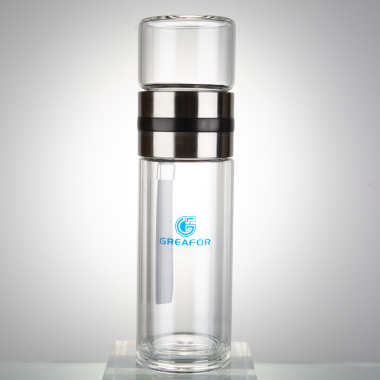Botella de infusor de té separada Botella de té de doble pared con alto contenido de borosilicato