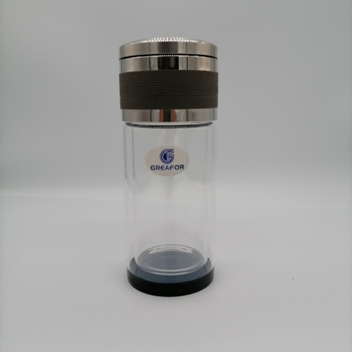 Botellas de vidrio de doble pared Aislamiento térmico de borosilicato