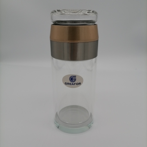 Botella de agua de vidrio con alto contenido de borosilicato Botellas de vidrio con infusor de té con logotipo personalizado